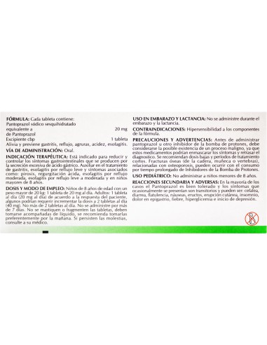 Pantoprazol Tabs. 20mg C/7 (Amsa)