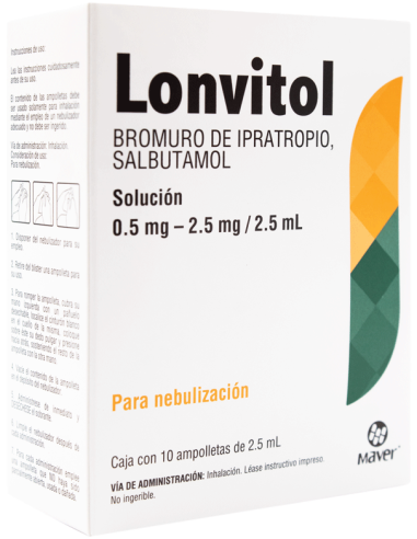 Lonvitol Sol. Nebulización Amp 0.5mg / 2.5mg / 2.5mL C/10