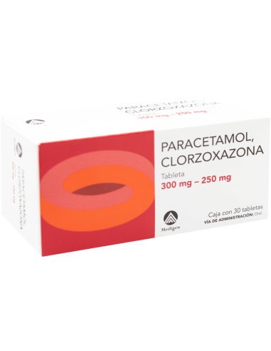 Paracetamol, Clorzoxazona Tabs 300mg / 250mg C/30 (Medigen)