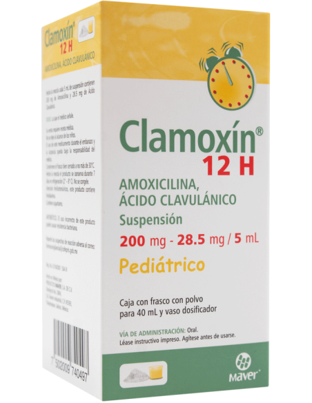 Clamoxín 12h Susp. 200mg / 28.5mg Fco 40mL
