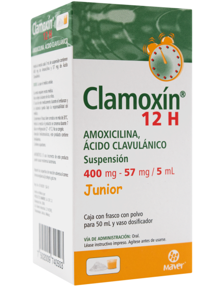 Clamoxín 12h Susp. 400mg / 57mg Fco 50mL