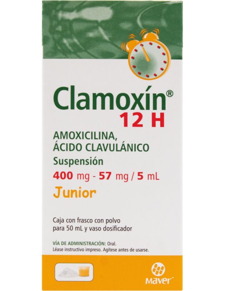 Clamoxín 12h Susp. 400mg / 57mg Fco 50mL