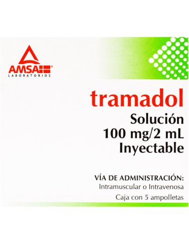 Tramadol Sol. Iny 100 mg/ 2 mL Amp. C/5 (Amsa)