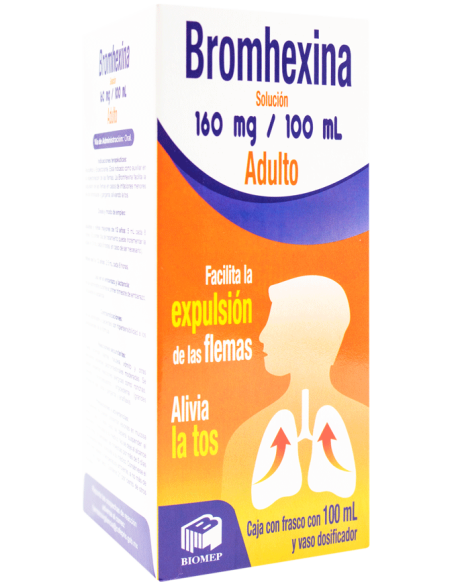 Bromhexina Sol. Adulto Frasco con 100 mL (Biomep).