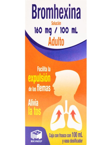 Bromhexina Sol. Adulto Frasco con 100 mL (Biomep).