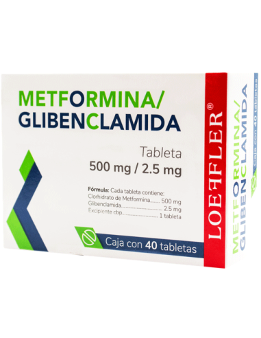 Metformina, Glibenclamida Tabs 500mg / 2.5 mg C/40 (Loeffler)