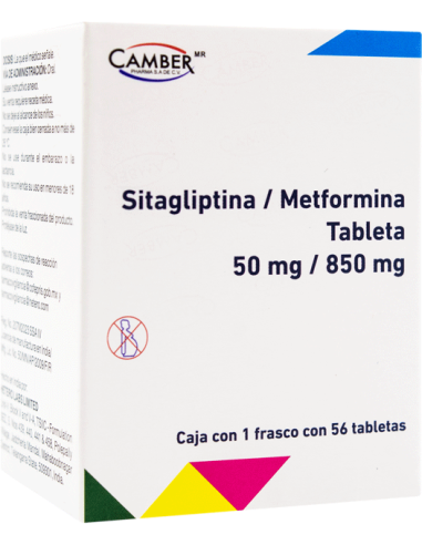 Sitagliptina, Metformina Tabs 50mg/ 850 mg C/56 (Camber)