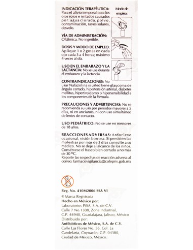 Nafazolina Sol. Oftálmica 1 mg/ mL Frasco...