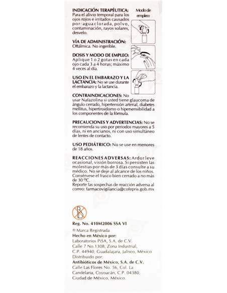 Nafazolina Sol. Oftálmica 1 mg/ mL Frasco gotero con 15 mL (Amsa)