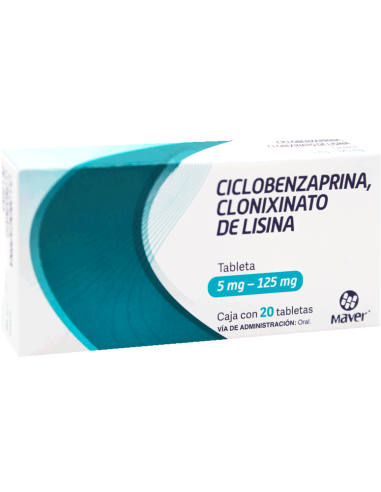 Ciclobenzaprina, Clonixinato de Lisina Tabs 5mg/125mg C/20 (Maver)