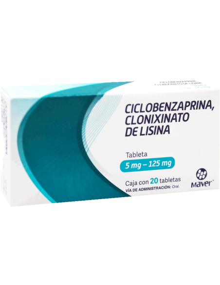 Ciclobenzaprina, Clonixinato de Lisina Tabs 5mg/125mg C/20 (Maver)