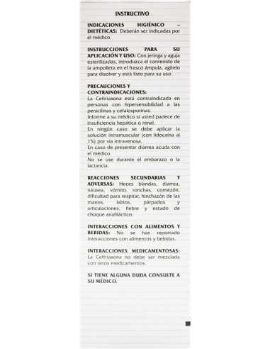 Amcef I.M Sol. Iny. 1 g Amp. 3.5 mL