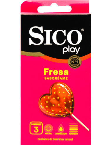 Preservativo Sico Play Fresa C/3