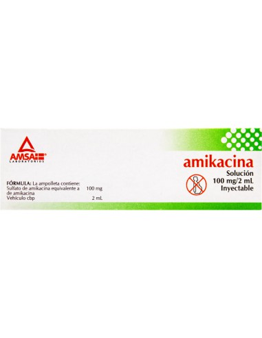 Amikacina Sol.Iny. 100 mg Amp. C/1 2mL (Amsa)
