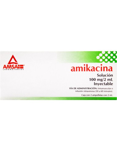 Amikacina Sol.Iny. 100 mg Amp. C/2 2mL (Amsa)