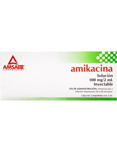 Amikacina Sol.Iny. 100 mg Amp. C/2 2mL (Amsa)