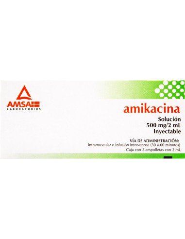 Amikacina Sol.Iny. 500 mg Amp. C/2 2mL (Amsa)