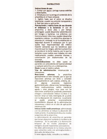 Ampicilina Sol. Iny 1 g Amp. 5mL. (Amsa)