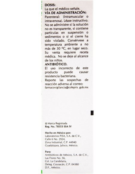 Ampicilina Sol. Iny 1 g Amp. 5mL. (Amsa)