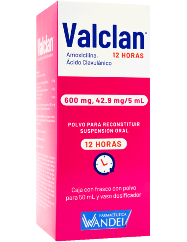 Valclan 12h Susp. 600 mg / 42.9mg Frasco con 50 mL.