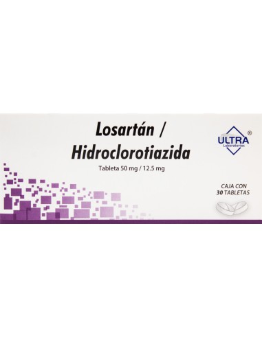Losartán, Hidroclorotiazida Tabs 50mg/ 12.5mg...
