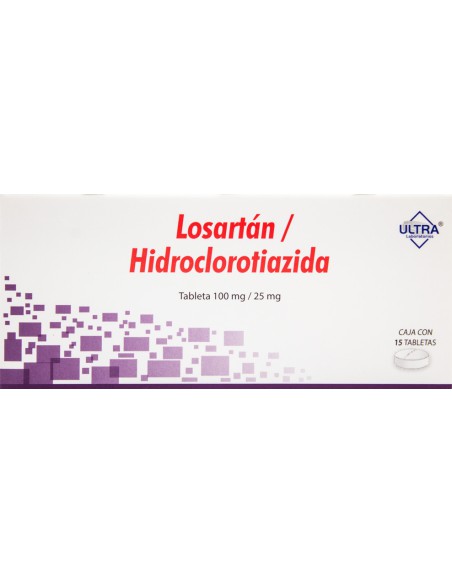 Losartán, Hidroclorotiazida Tabs 100mg/ 25mg C/15 (Ultra)