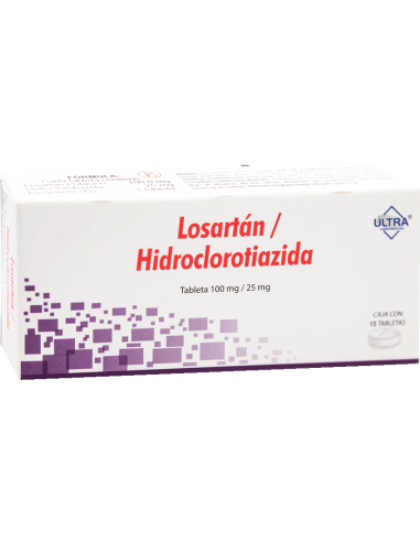 Losartán, Hidroclorotiazida Tabs 100mg/ 25mg C/15 (Ultra)