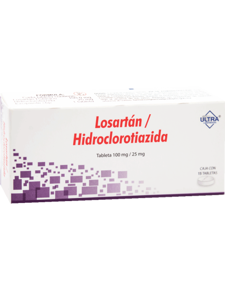 Losartán, Hidroclorotiazida Tabs 100mg/ 25mg C/15 (Ultra)