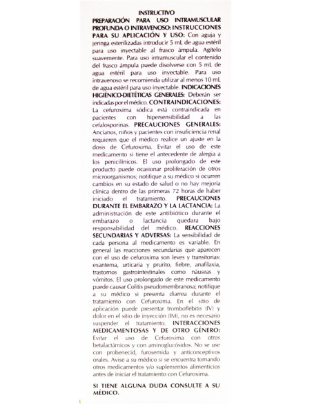 Cefuroxima Sol. Iny. 750 mg Amp. 5mL. (Amsa)