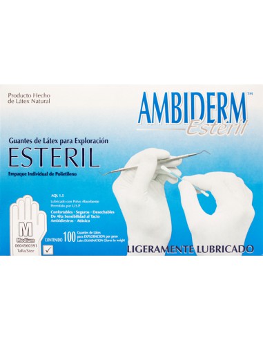 Guante de Latex Estéril Mediano C/100 (Ambiderm)