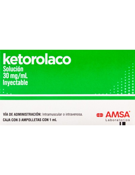 Ketorolaco Sol. Iny. 30 mg/ 1mL Amp. C/3 (Amsa)
