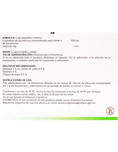 Lincomicina Sol. Iny. 300 mg Amp. C/6 (Amsa)