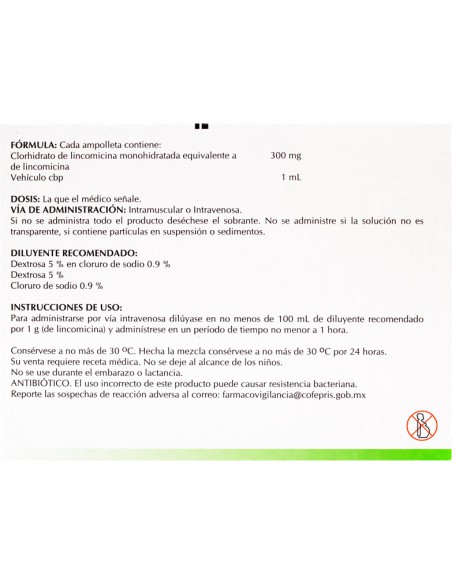 Lincomicina Sol. Iny. 300 mg Amp. C/6 (Amsa)