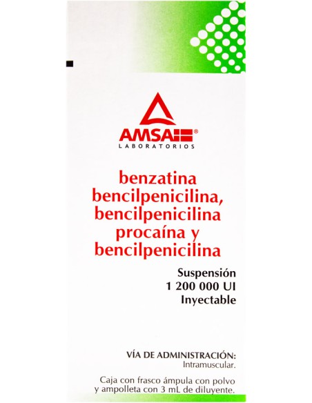 Bencilpenicilina, Benzatina Comb. Sol. Iny. 1,200,000 UI Amp. 3mL (Amsa)