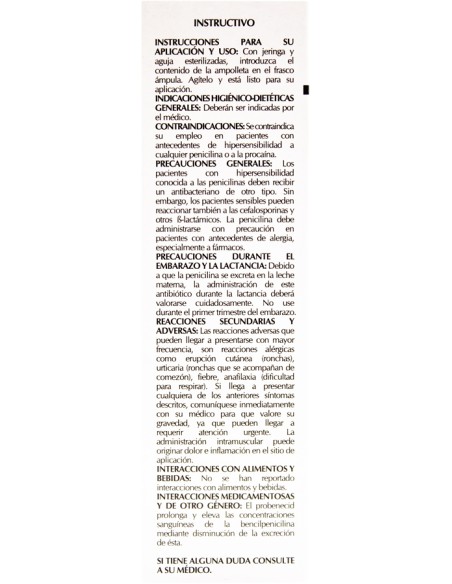 Bencilpenicilina, Benzatina Comb. Sol. Iny. 1,200,000 UI Amp. 3mL (Amsa)