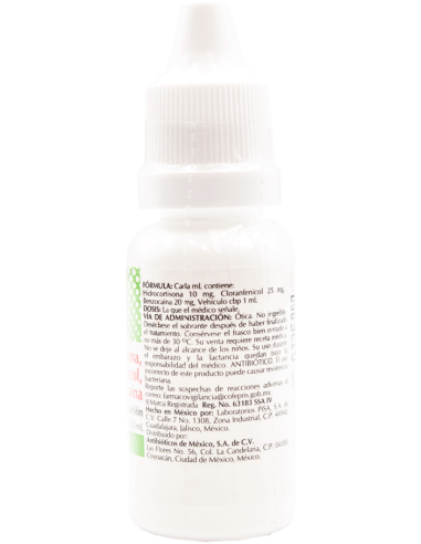 Hidrocortisona, Cloranfenicol, Benzocaína Sol....