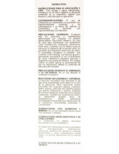 Cefotaxima Sodica IM Sol. Iny. 1 g Amp. 4 mL...