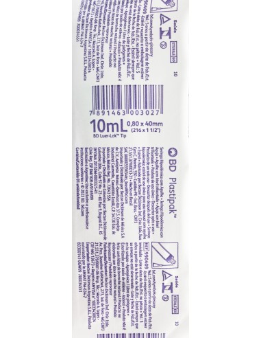 Jeringa Verde 10mL  21G* 1 1/2" Plastipak C/1