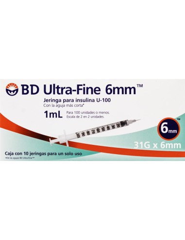 Jeringa Insulina BD 1mL 31Gx6mm C/10