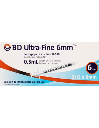 Jeringa Insulina BD 0.5mL 31Gx6mm C/10
