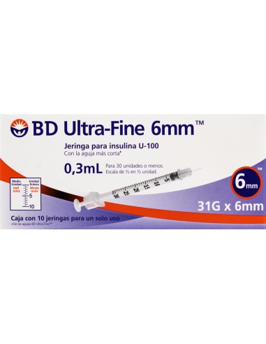 Jeringa Insulina BD 0.3mL 31Gx6mm C/10