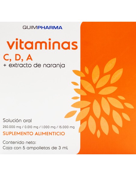 Vitaminas C, D, A y Extracto de Naranja Sol. Oral C/5