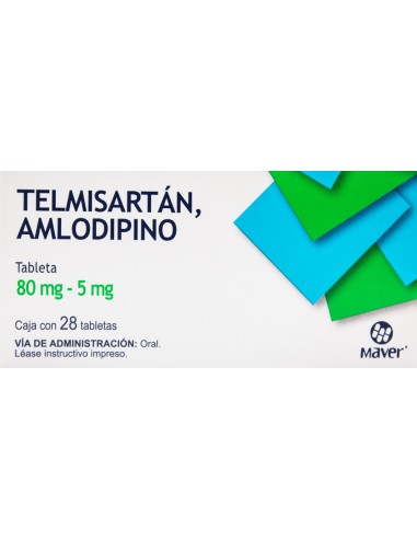 Telmisartán, Amlodipino Tabs 80mg/ 5mg C/28...