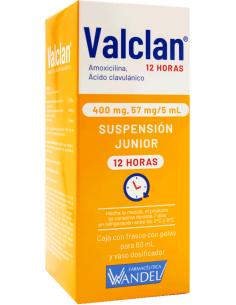 Valclan 12h Susp. Junior 400 mg / 57mg Frasco con 60 mL.