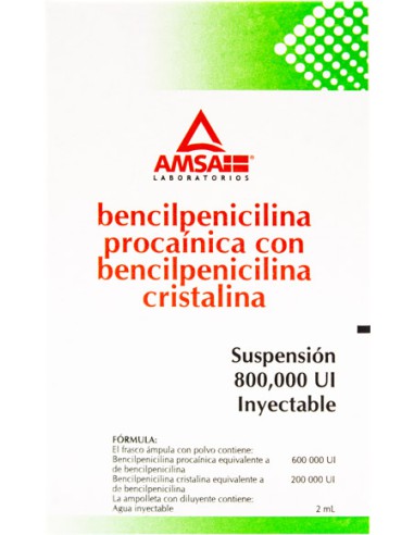 Bencilpenicilina Sol. Iny. 800,000 UI Amp. 2 mL...
