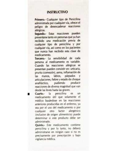 Bencilpenicilina Sol. Iny. 800,000 UI Amp. 2 mL...