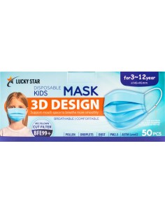 Cubrebocas Tricapa Infantil Azul C/50