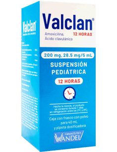 Valclan 12h Susp. Ped. 200 mg / 28.5 mg Frasco con 40 mL.