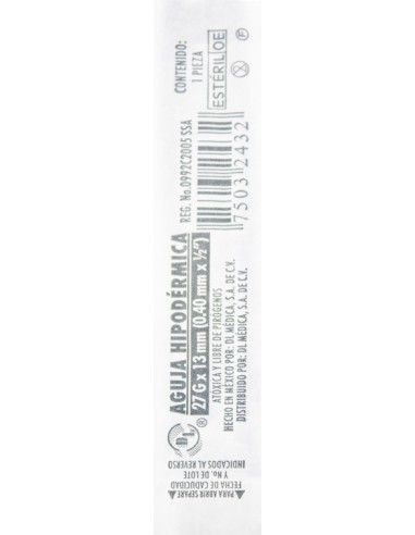Aguja Hip. 27 x 13MM Gris DL C/100