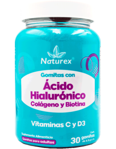 Ácido Hialurónico, Colágeno, Biotina Gomitas C/30 (Naturex)